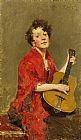 Girl With Guitar by William Merritt Chase